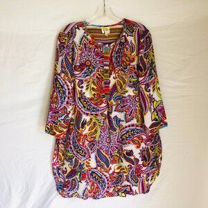 Fig and Flower Anthropologie Top Womens Large Geometric Paisley Boho Tunic Dress